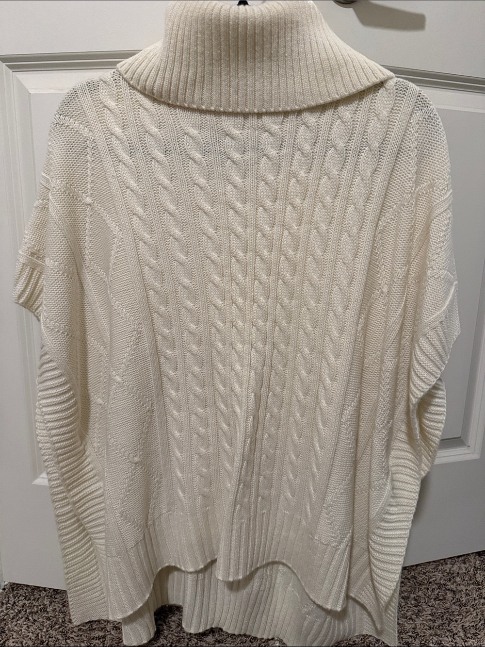 Ann Taylor Cream Cable Turtleneck Sweater Poncho